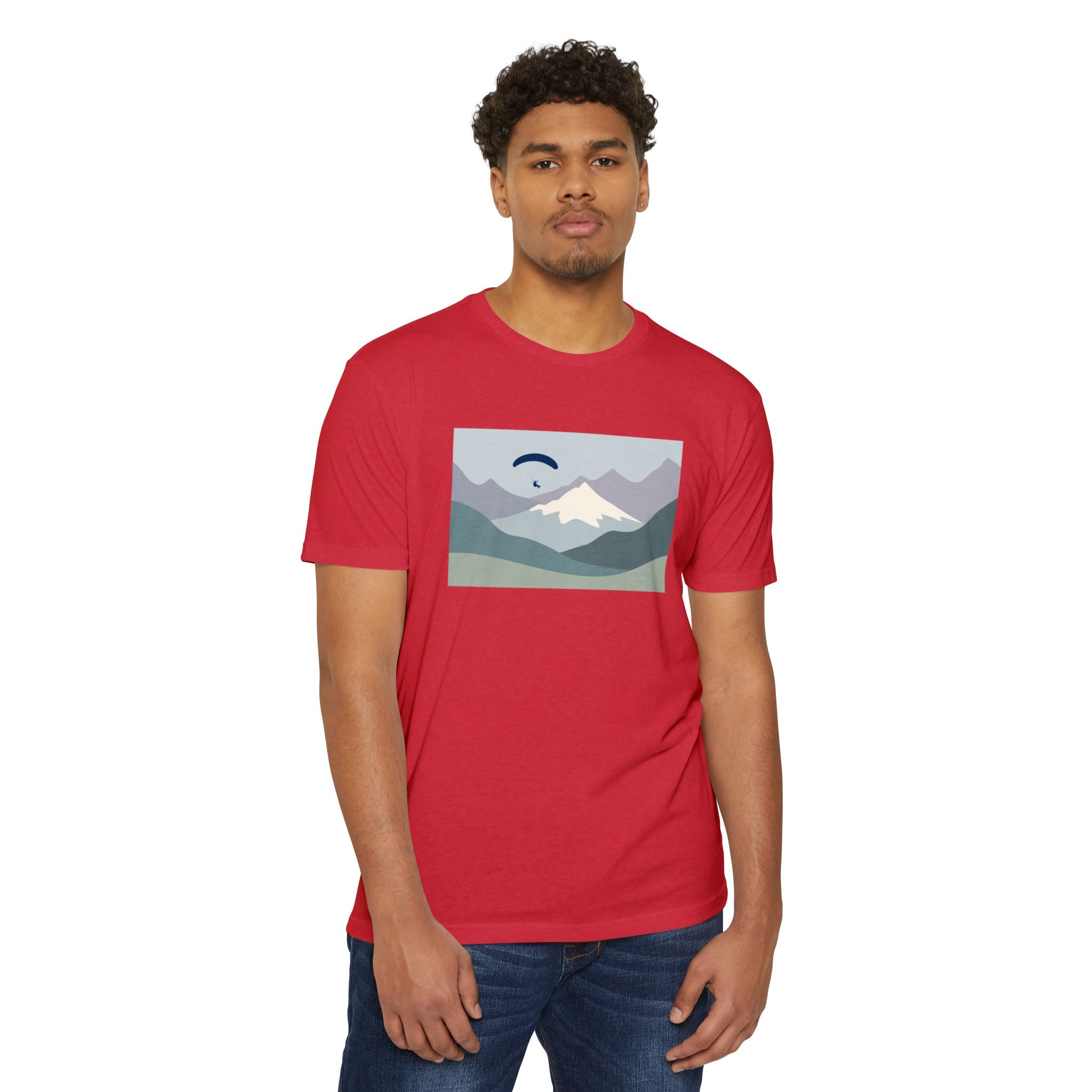 Mountain Paraglider Tee — Minimalist Scenic Graphic T-Shirt
