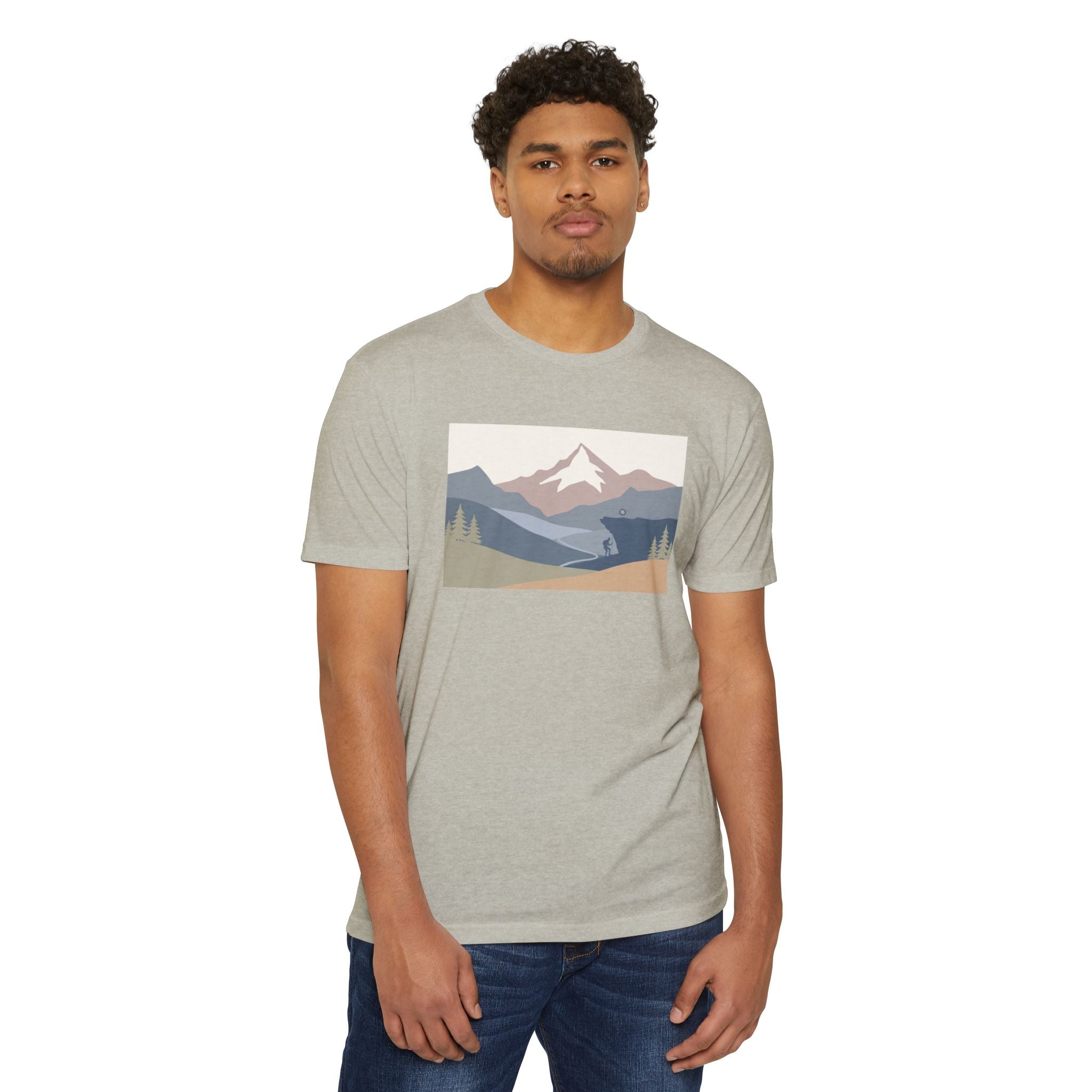Mountain Landscape T-Shirt — Minimal Neutral Outdoor Scenic Tee