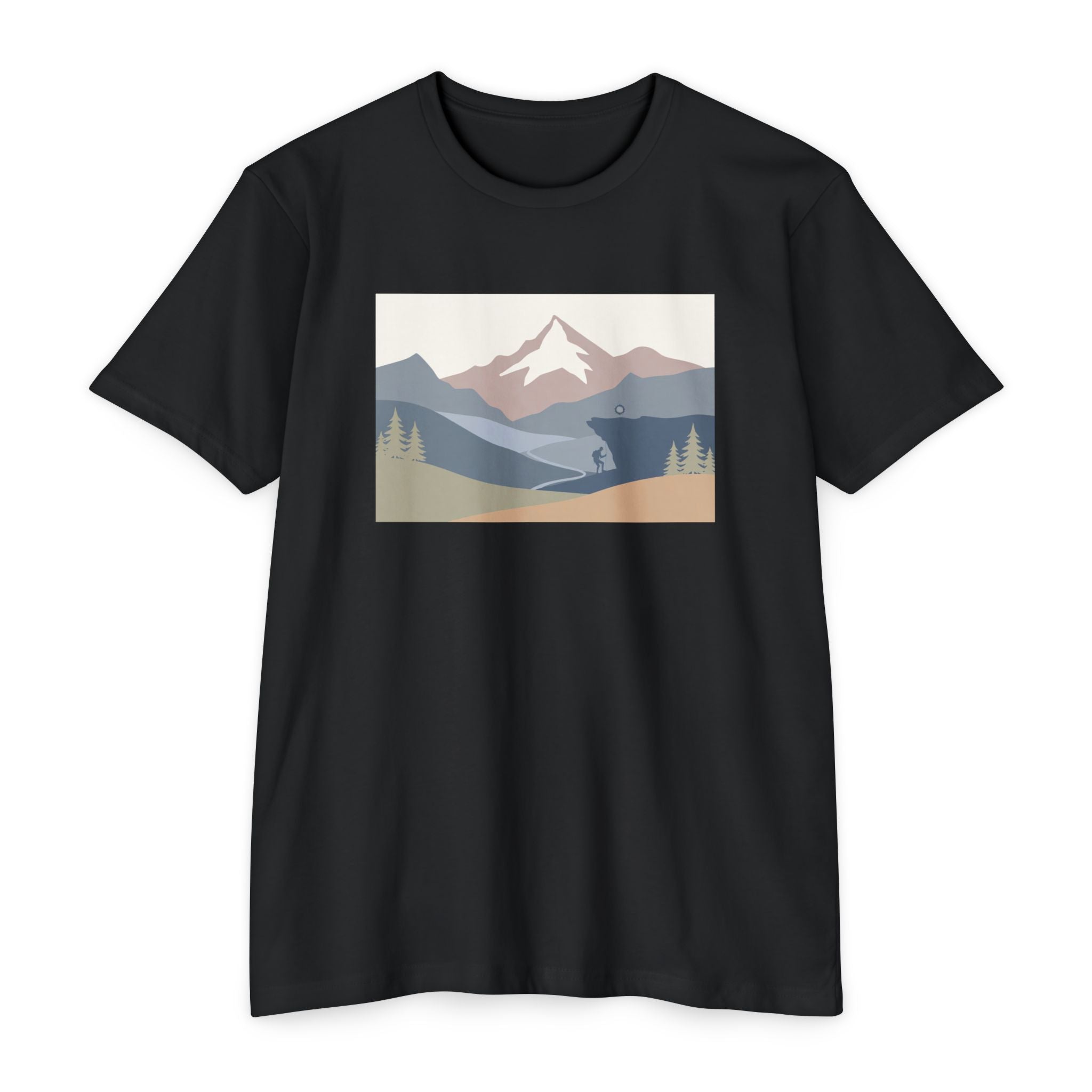 Mountain Landscape T-Shirt — Minimal Neutral Outdoor Scenic Tee