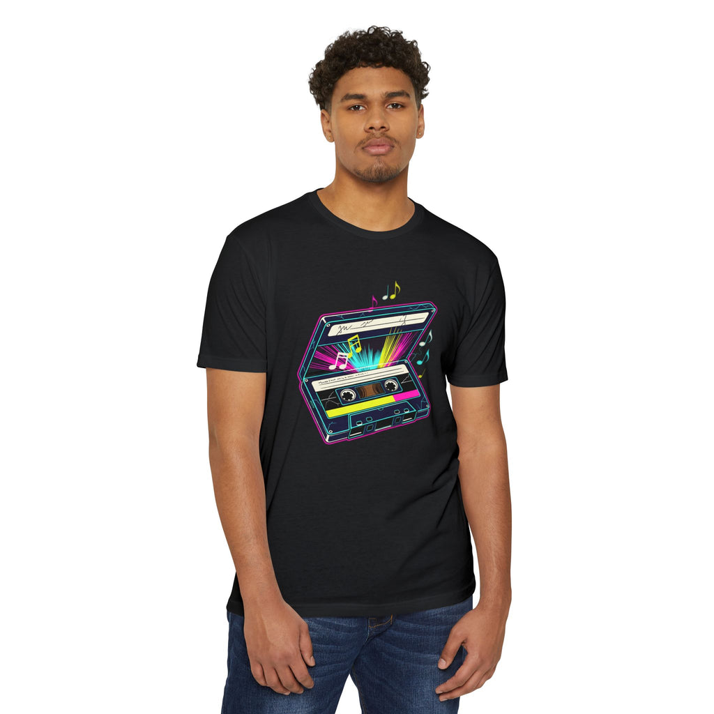 Retro Neon Cassette T-Shirt — 80s Vintage Music Tee