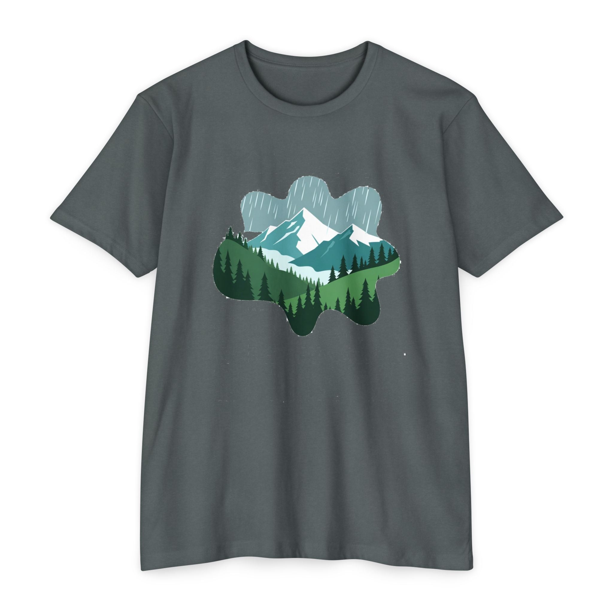 Mountain Paw Print T-Shirt — Scenic Forest & Snowy Peak Tee