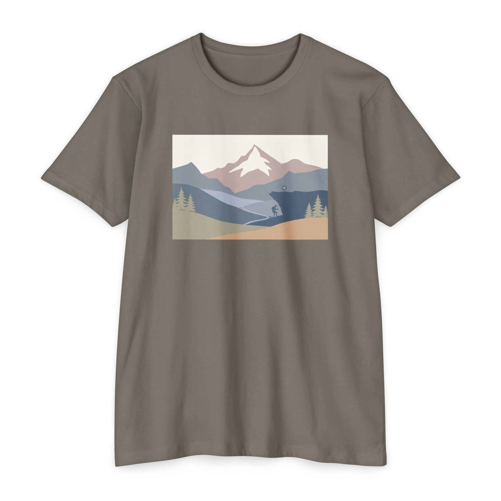 Mountain Landscape T-Shirt — Minimal Neutral Outdoor Scenic Tee