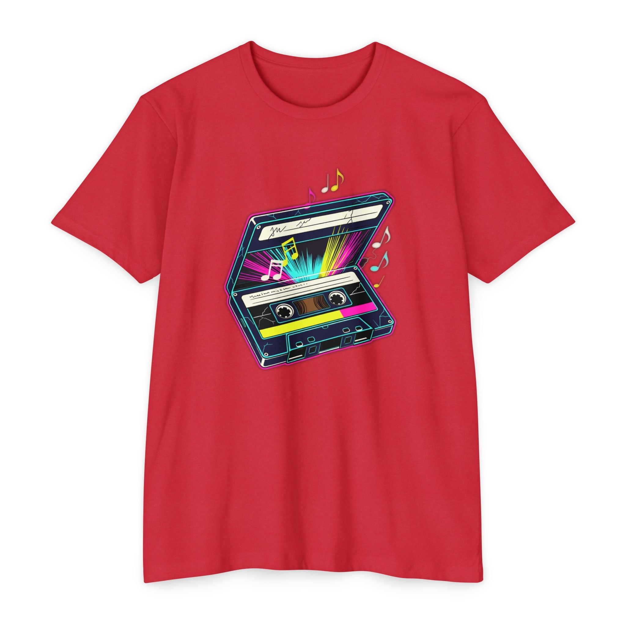 Retro Neon Cassette T-Shirt — 80s Vintage Music Tee