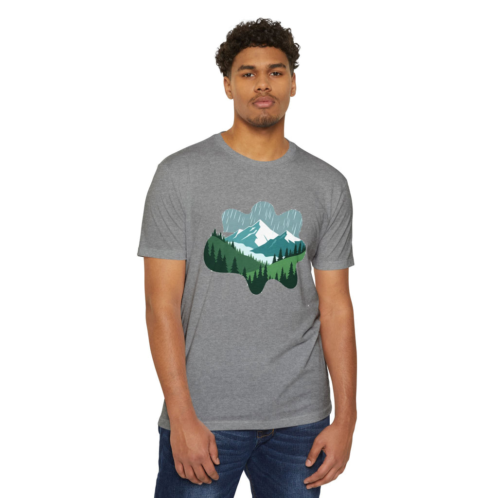 Mountain Paw Print T-Shirt — Scenic Forest & Snowy Peak Tee
