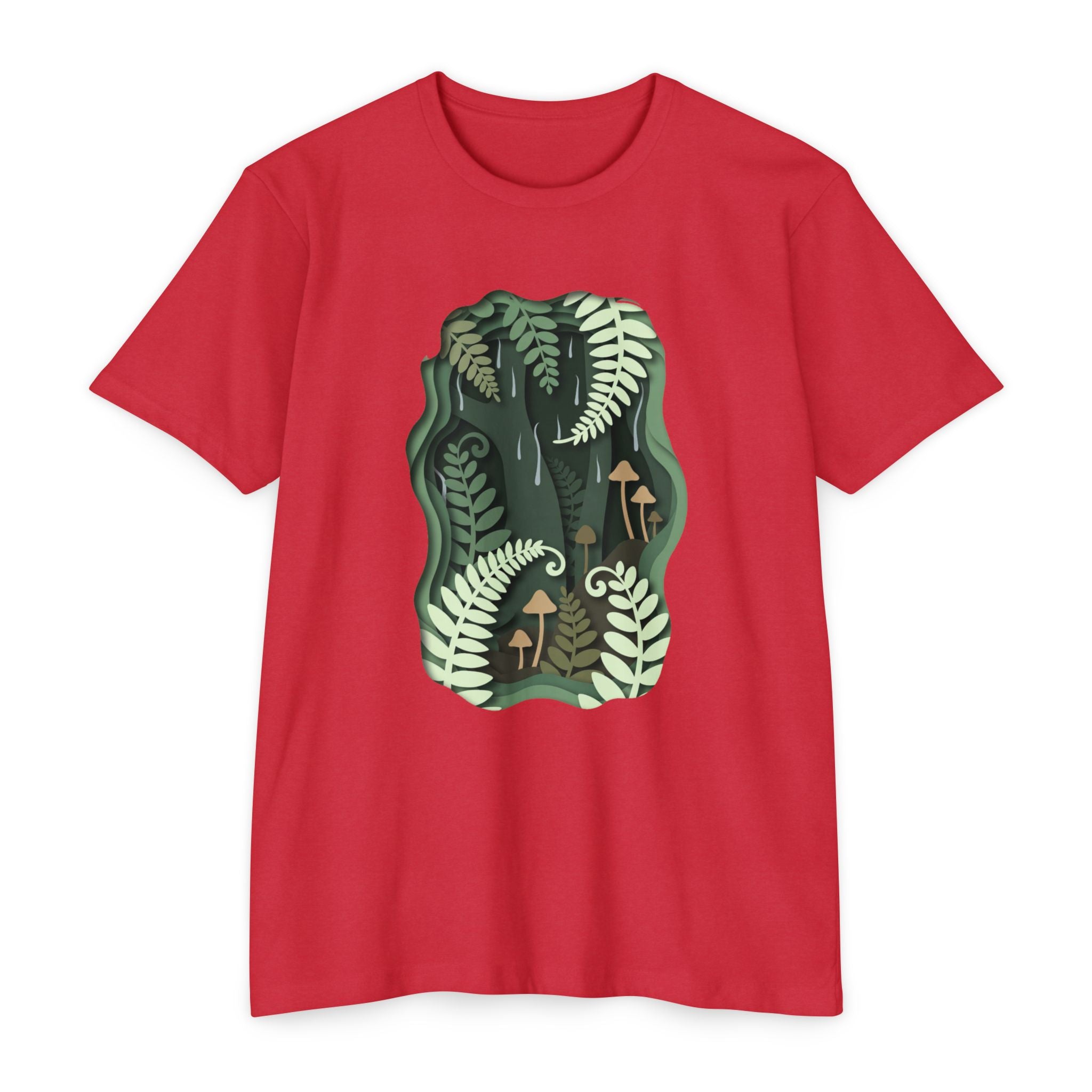 Fern & Fungi Graphic T-Shirt — Botanical Mushroom Nature Tee