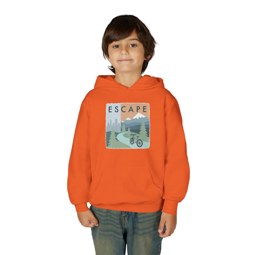 Escape to the Mountains Kids Hoodie — Mountain Retreat Graphic Sweatshirt