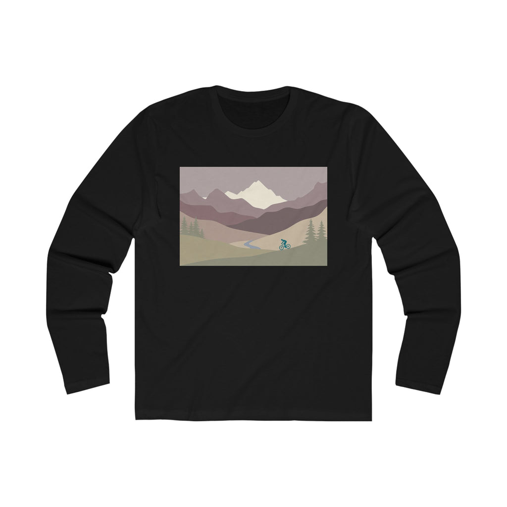 Long Sleeve Tee — Minimalist Mountain Landscape Graphic
