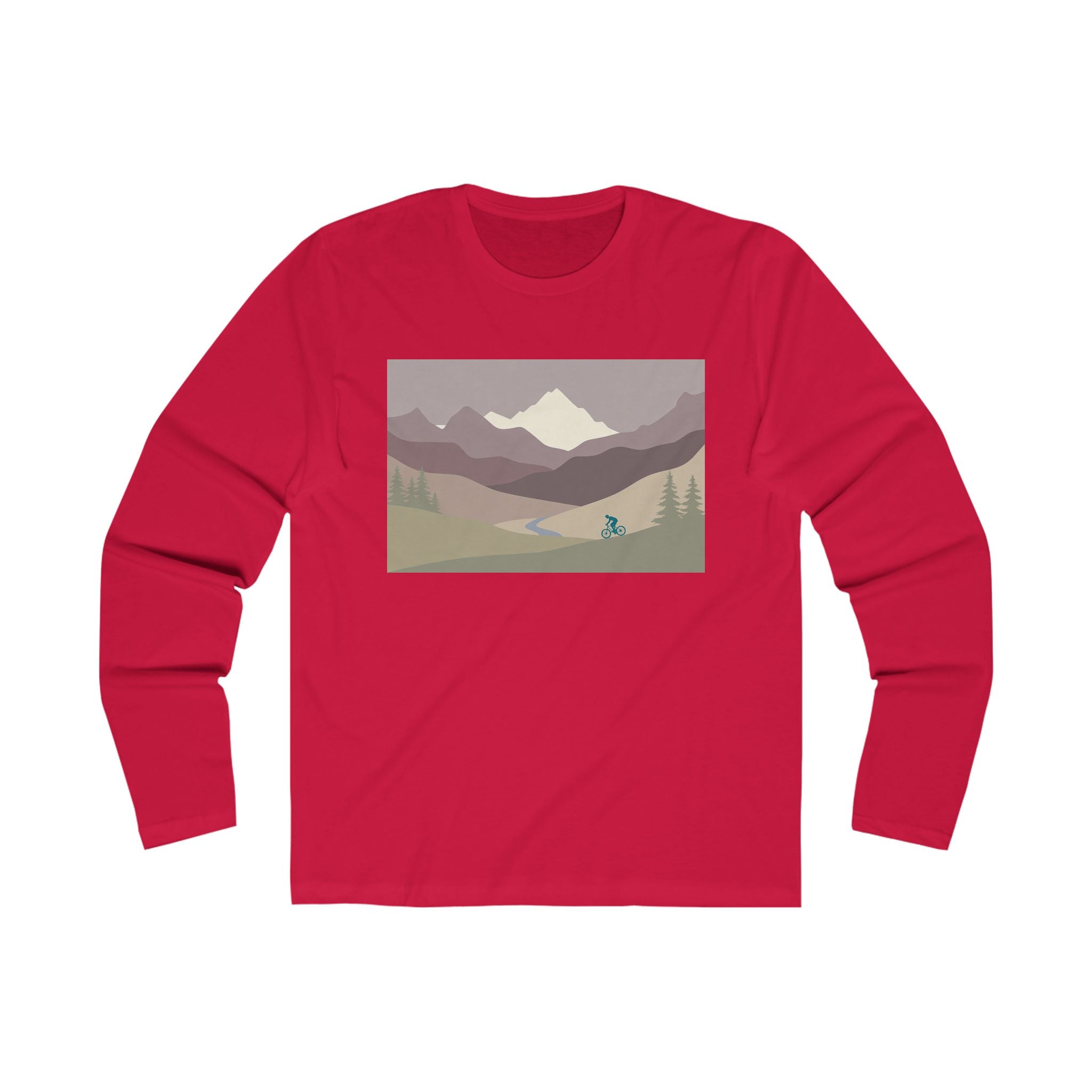 Long Sleeve Tee — Minimalist Mountain Landscape Graphic