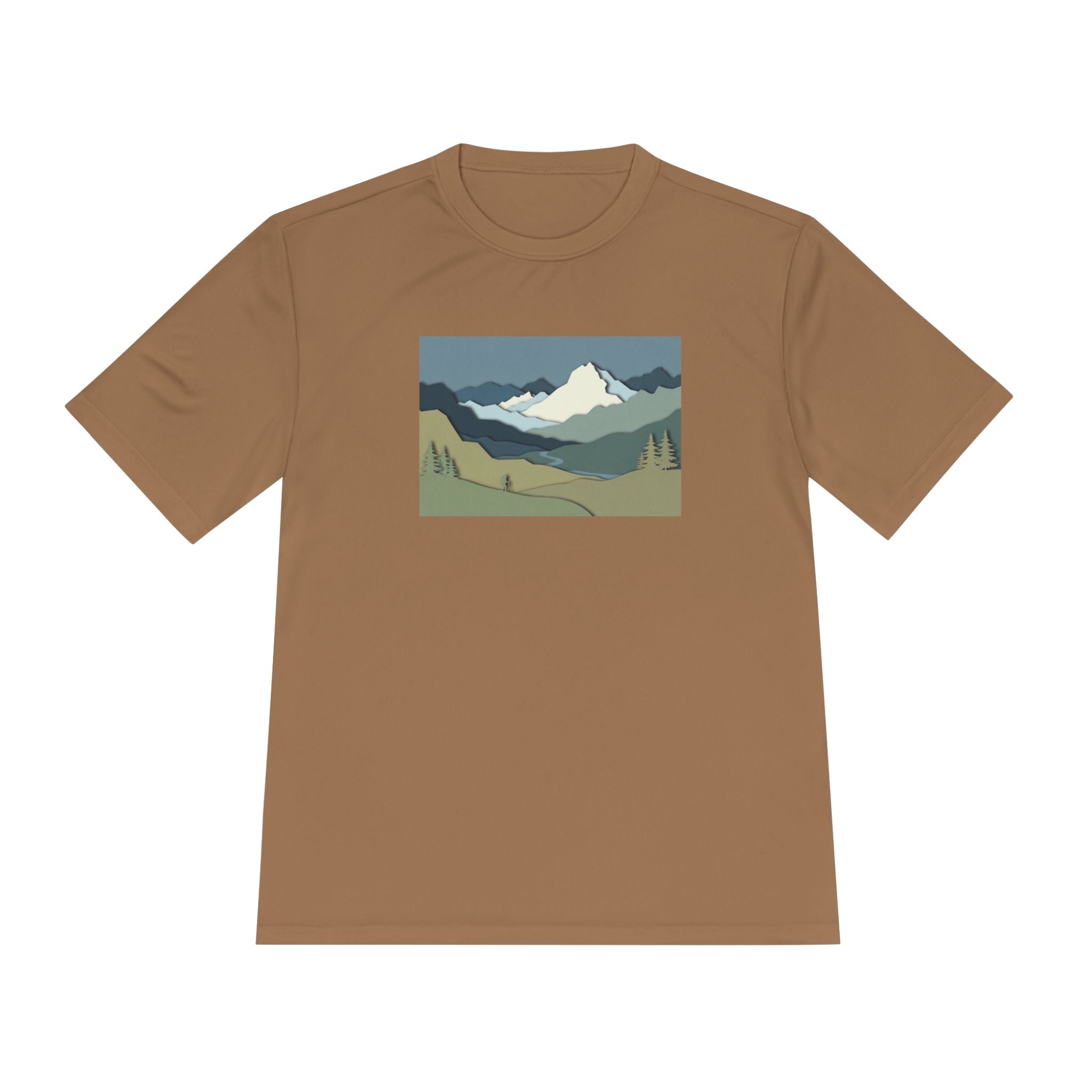 Mountain Landscape Performance Tee — Scenic Outdoor Graphic Shirt