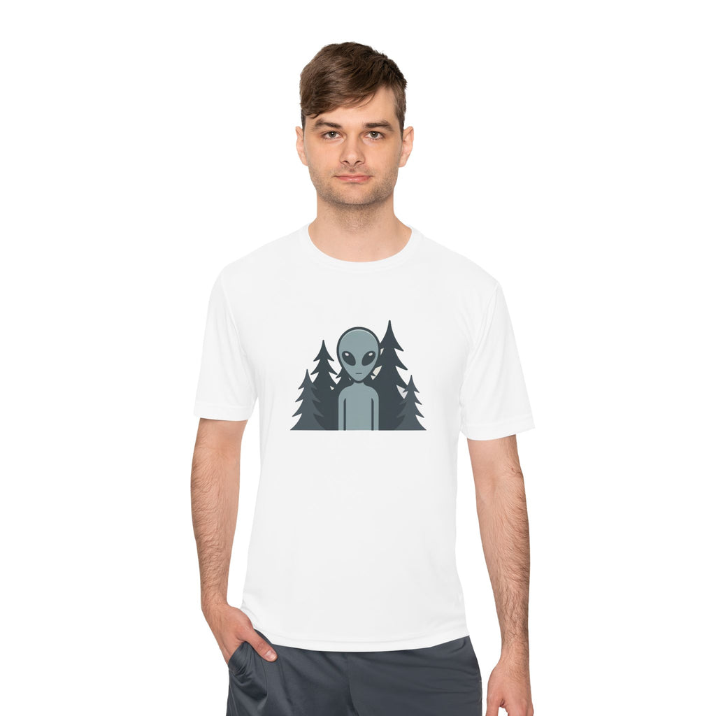 Alien Forest T‑Shirt — Cute Grey Alien Graphic Tee for UFO Fans