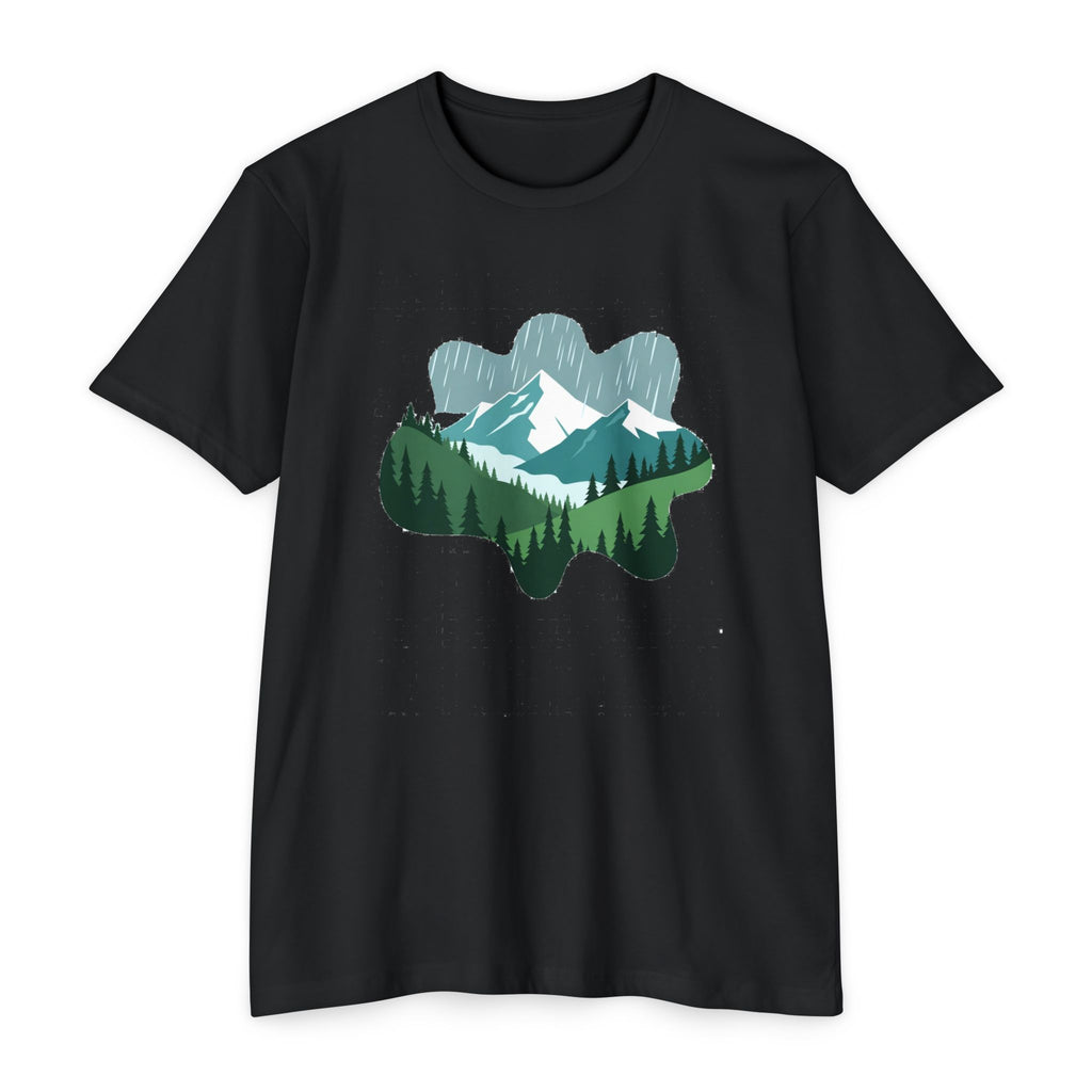 Mountain Paw Print T-Shirt — Scenic Forest & Snowy Peak Tee