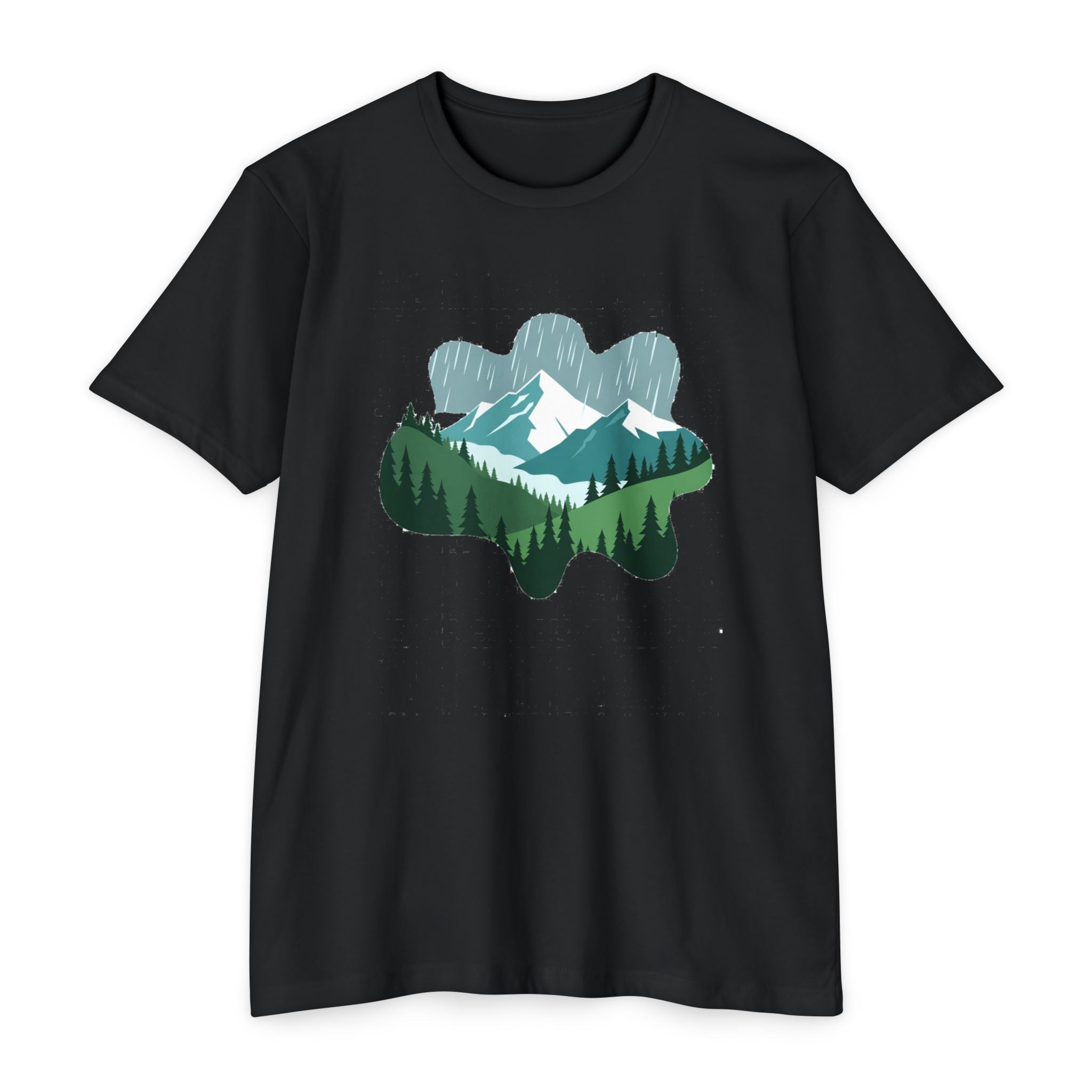 Mountain Paw Print T-Shirt — Scenic Forest & Snowy Peak Tee