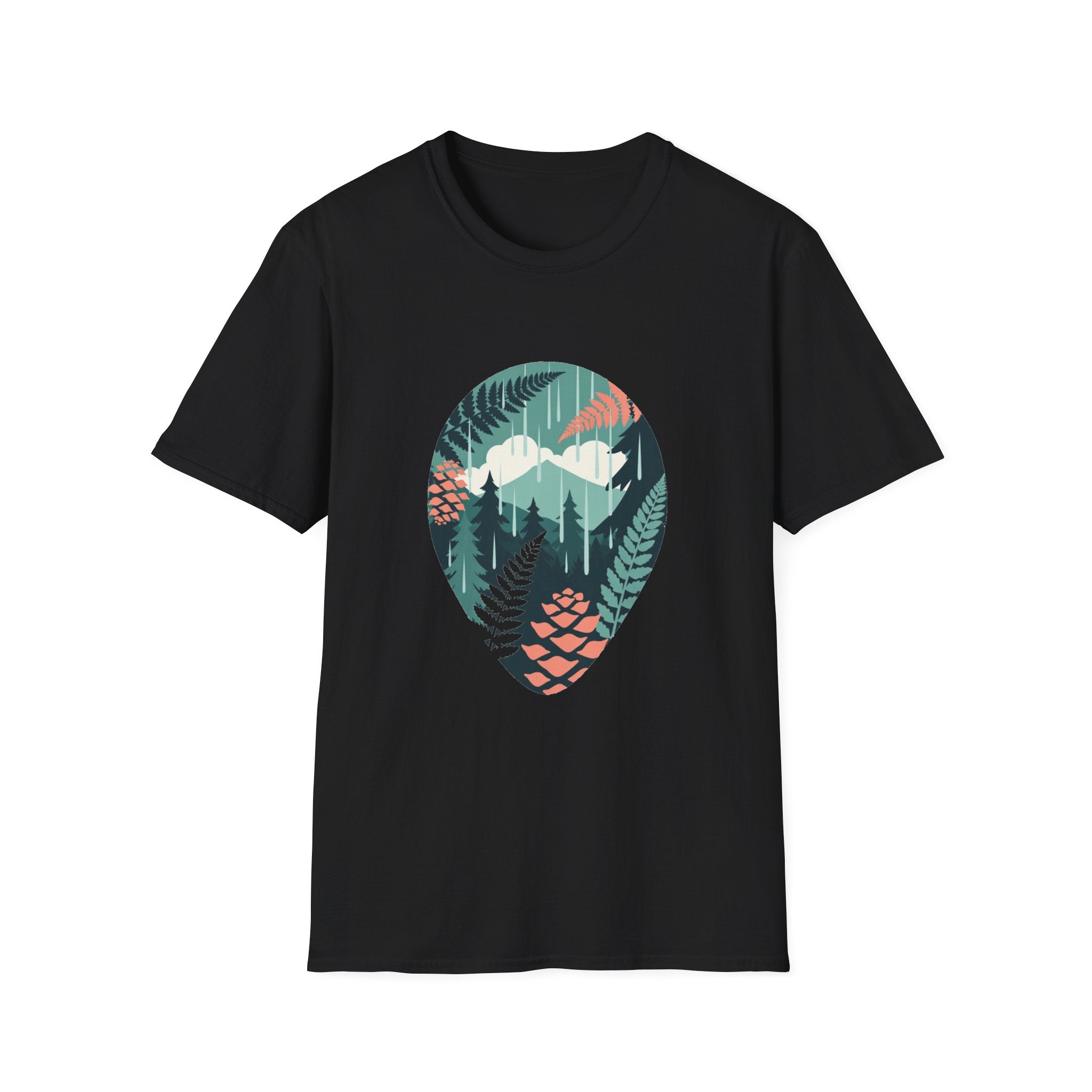 Adventure Nature T-Shirt — Mountain & Fern Badge Graphic