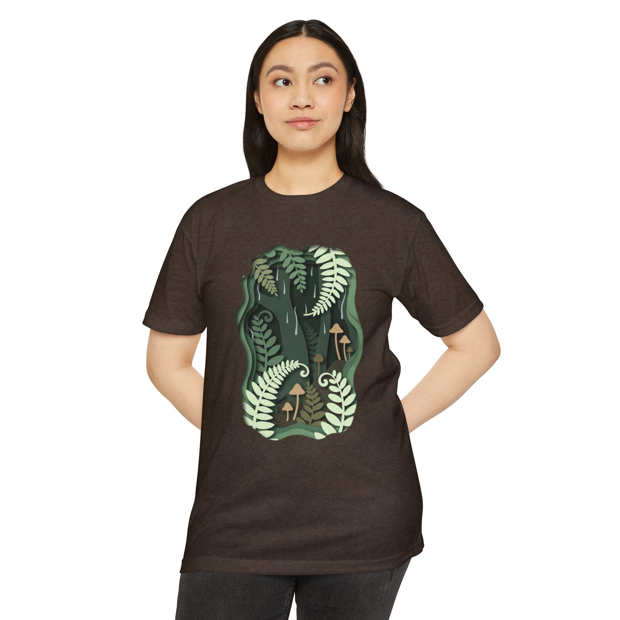 Fern & Fungi Graphic T-Shirt — Botanical Mushroom Nature Tee